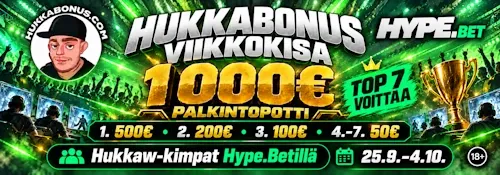 Hype bet viikkokisa Banneri Hukkabonus hukkaw